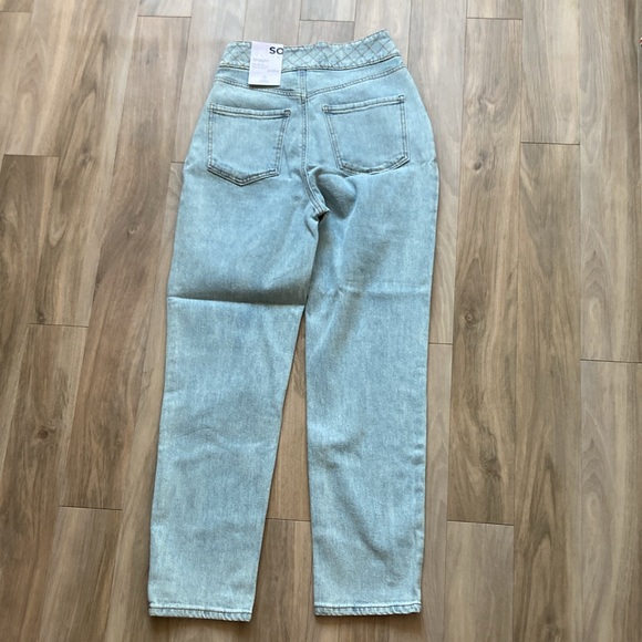 So Super high rise straight woven denim jean pant quilted design waistband 3 26 - Picture 6 of 17